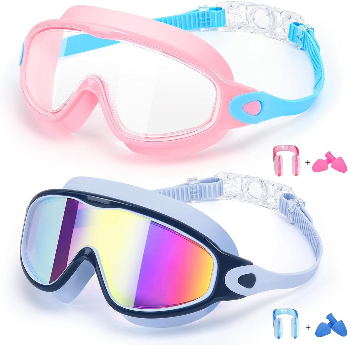 2 Pack Kids Swimming Goggles Anti-fog Swim Goggles Toddler Girls Boys 3-15