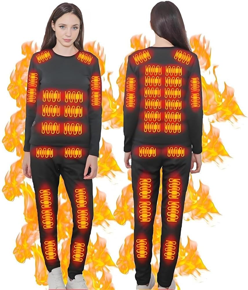 Heated Thermal Underwear for Men Women USB Charge 42 Zone Intelligent Heated Long Johns for Men Women & XS-4XL