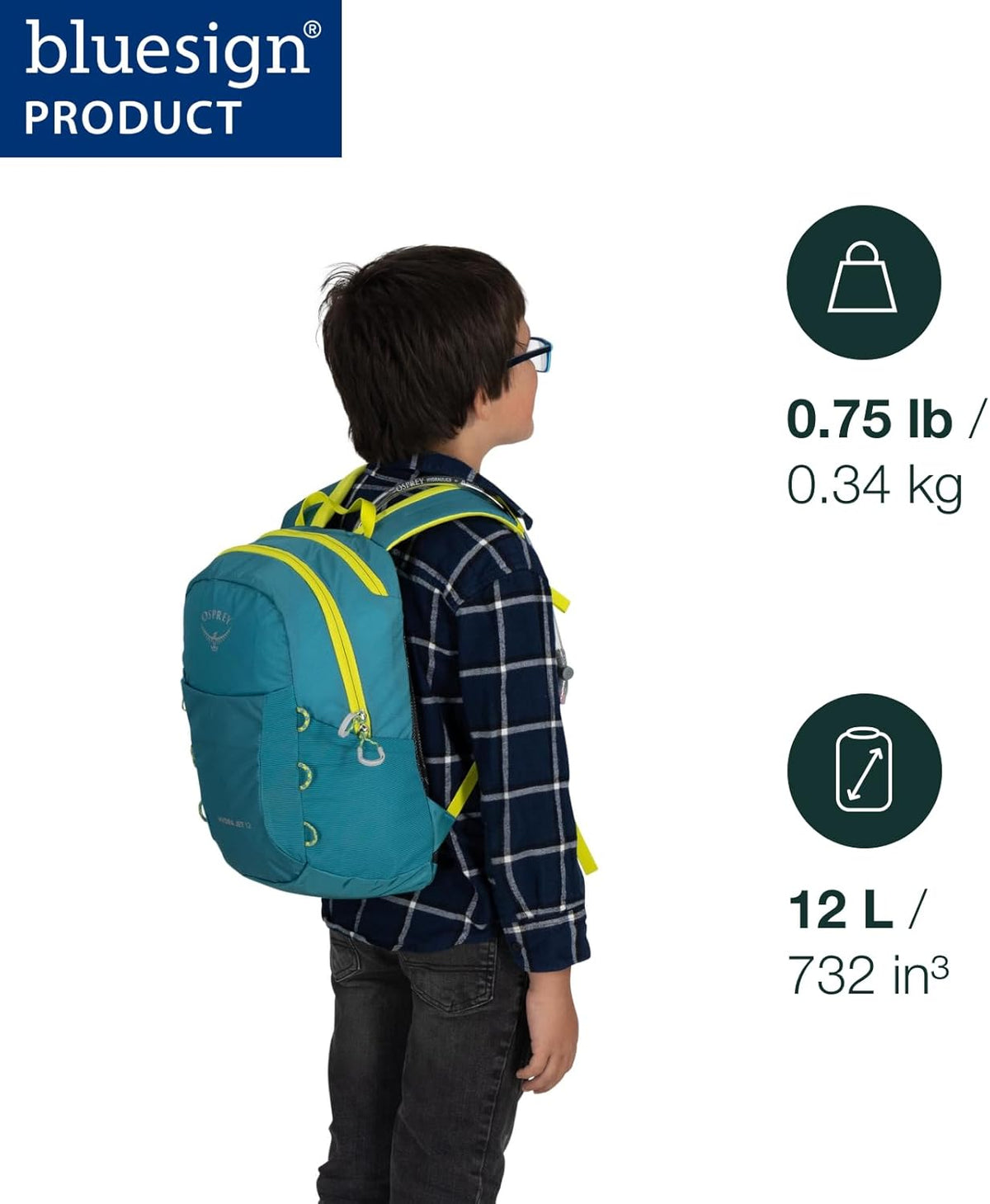 Osprey HydraJet 12L Kids' Hiking Pack with Hydraulics Reservoir, Green OS