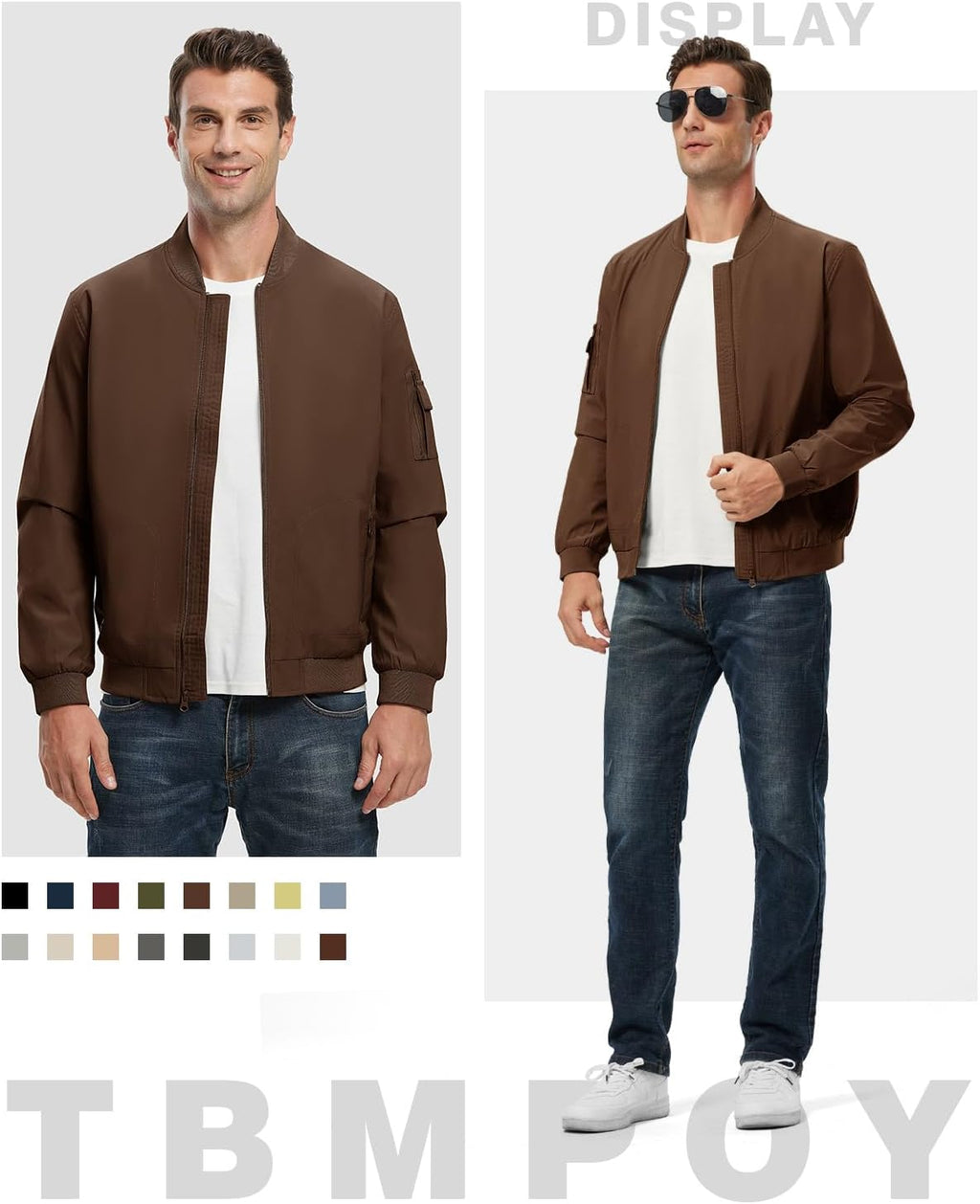 TBMPOY Men's Lightweight Jackets Casual Dress Golf Bomber Windbreaker Fall