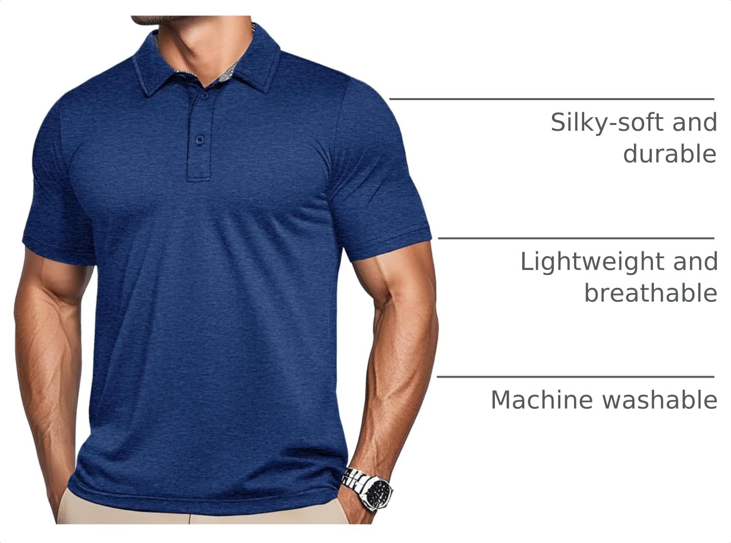 MAGCOMSEN Men's Short Sleeve Polo Golf Shirts 3-Button Moisture Wicking Athletic T-Shirts Casual Collared Shirt