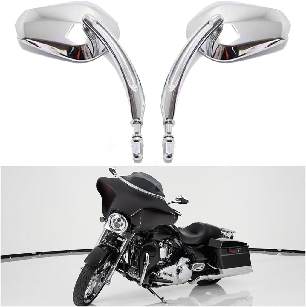 DREAMIZER Sportster Mirrors Compatible with Harley Road King Street Electra Glide Dyna Softail Road Glide Motorcycle Rearview 1982-2026 (Chrome)