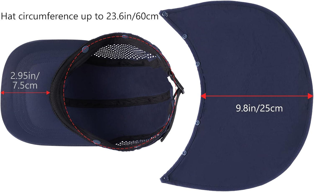 BASSDASH UPF 50+ Fishing Hat, Baseball Cap with Removable Neck Flap