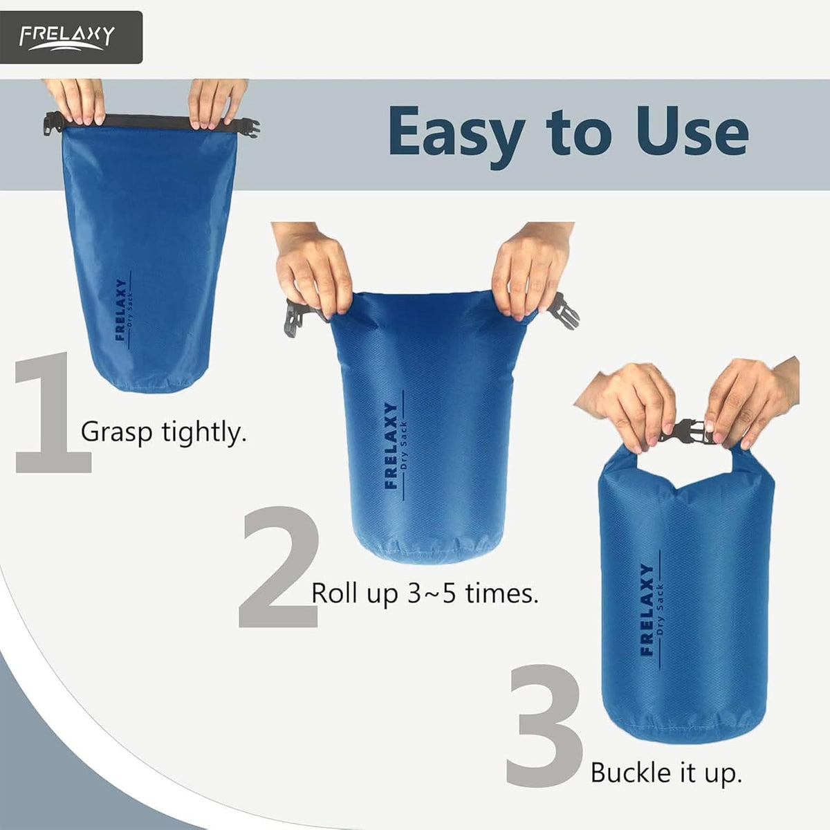Frelaxy Waterproof Dry Bag 3 Pack, Lightweight Ripstop Dry Sack Set