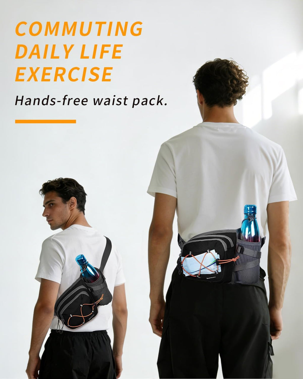sportsnew Waist Pack with Water Bottle Holder, Fanny Pack for Men Women