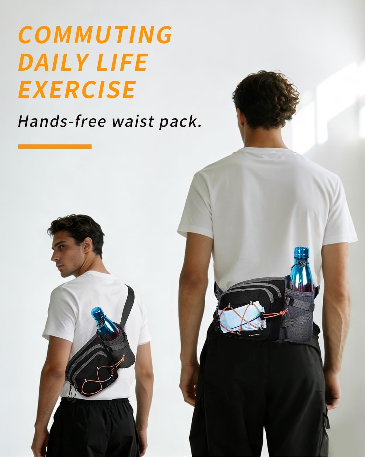 sportsnew Waist Pack with Water Bottle Holder, Fanny Pack for Men Women