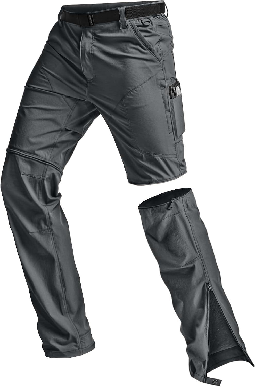 CQR Men's Convertible Cargo Tactical Pants, Water Resistant Outdoor Hiking Pants, Zip Off Lightweight Stretch Work Pants