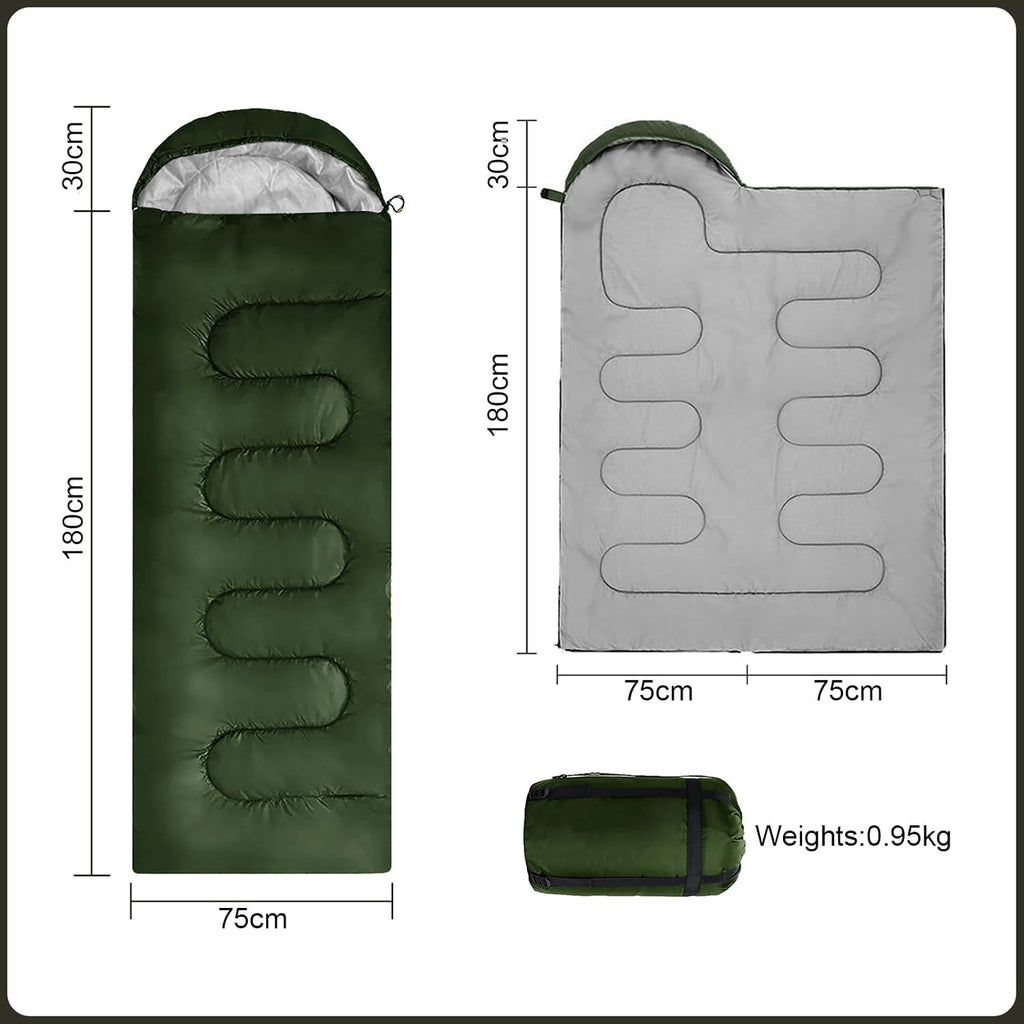 Envelope Camping Sleeping Bag Warm & Cool Weather for Adults