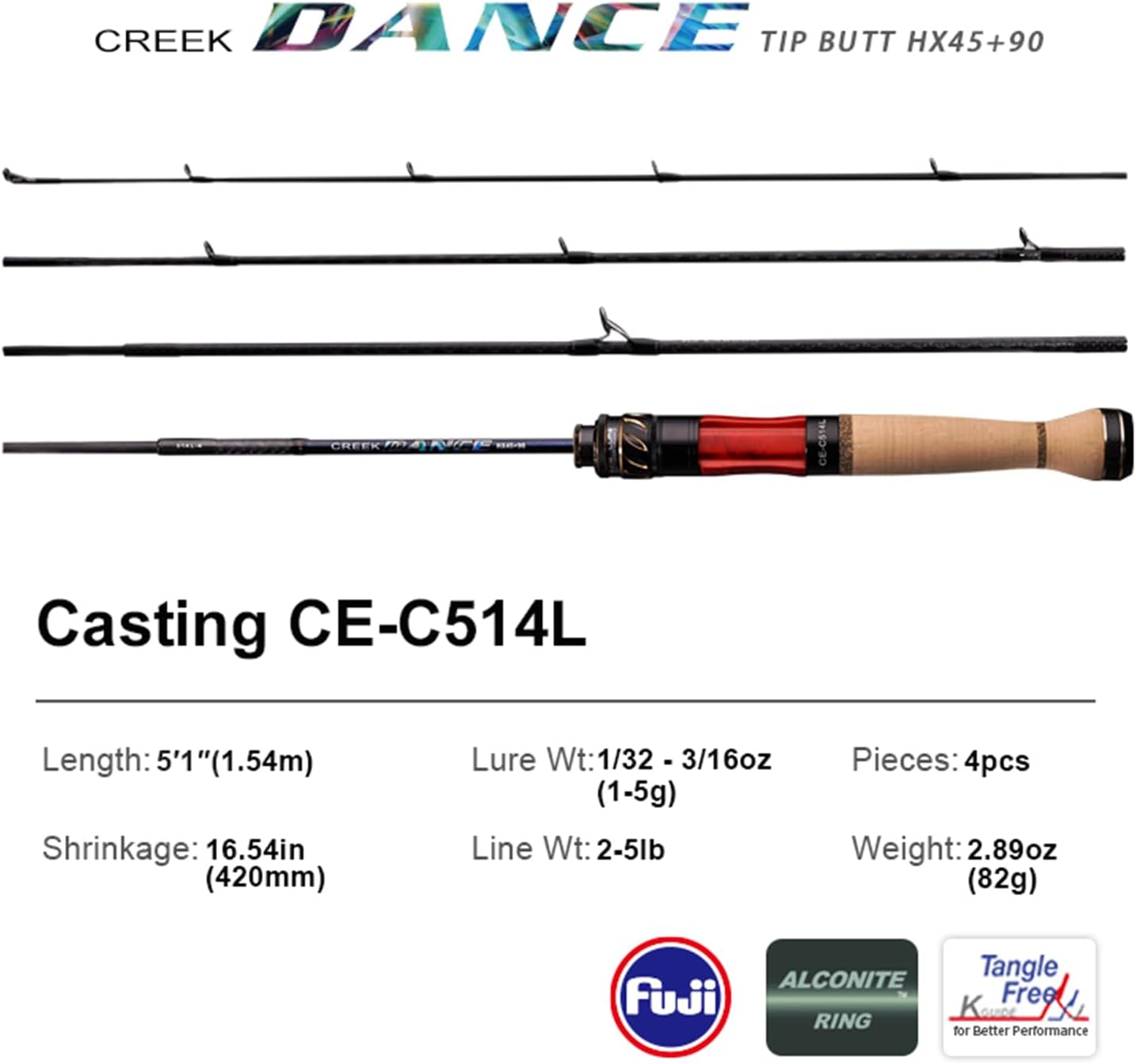 PURELURE Creek Dance Ultralight Travel Rod 2/3/4 Piece, 4'9''-6' BFS Rod