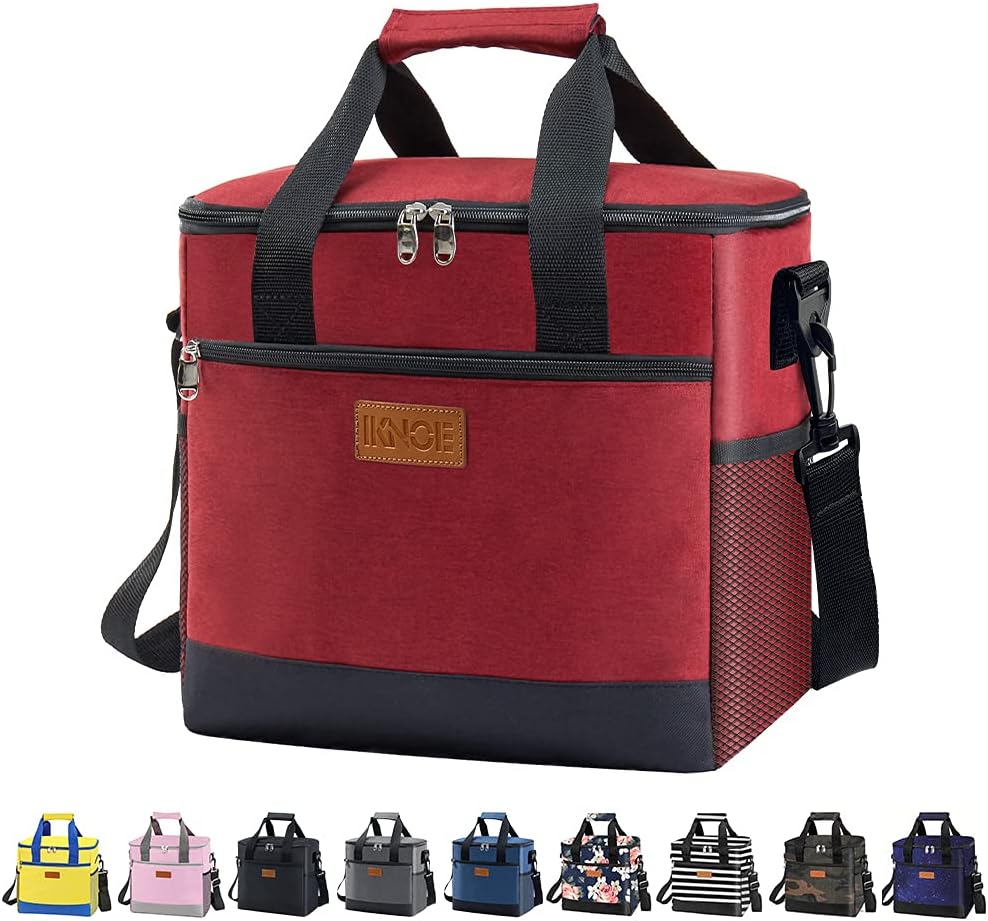 IKNOE 15L 24-Can Insulated Cooler Bag, Leak-Resistant Lunch Tote for Work