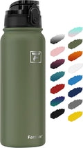 Fanhaw 20oz Insulated Water Bottle with Anti-dust Chug Lid, Olive Green