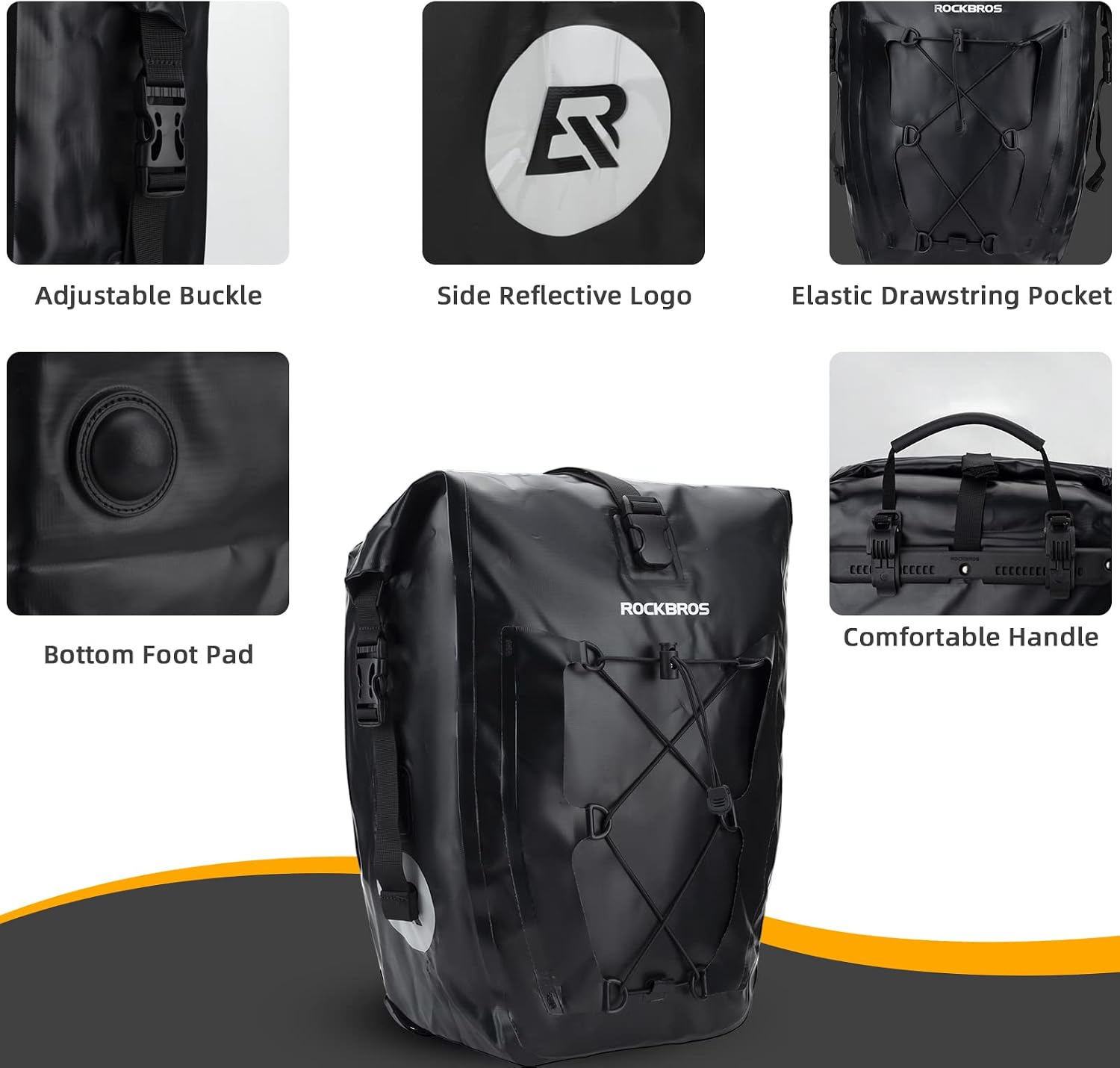 ROCKBROS Bike Panniers Waterproof Max 30L Capacity Cycling Traveling 1 Pack