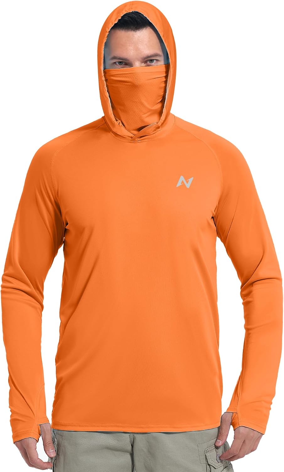 isnowood Mens UPF 50+ Sun Hoodie Long Sleeve Fishing Shirt with Face Mask