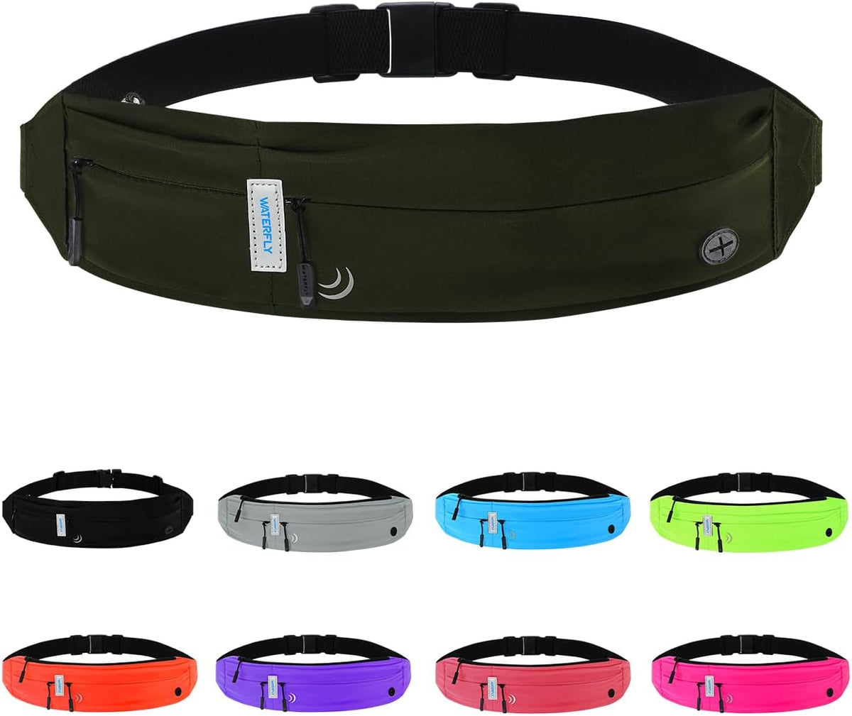 WATERFLY Running Belt Fanny Pack:Phone Holder Belt for Men Women