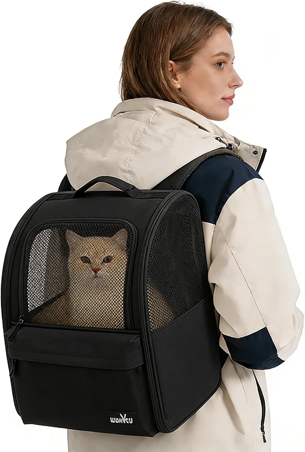 wakytu Cat Carrier Backpack,Pet Backpack Carrier for Small Cats Dogs,Black