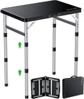 GARLLEN Waterproof Folding Camping Table 22.8" Lx15.7 W, 3-Height Max 27.5"