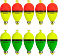 THKFISH Fishing Bobbers Floats,10 Packs Weighted Bobbers, Foam Oval Slip Bobbers for Fishing, Three Colours Crappie Bobbers, for Fishing Bluegill Crappie Panfish Bass Trout, 1in 1.5in 2in