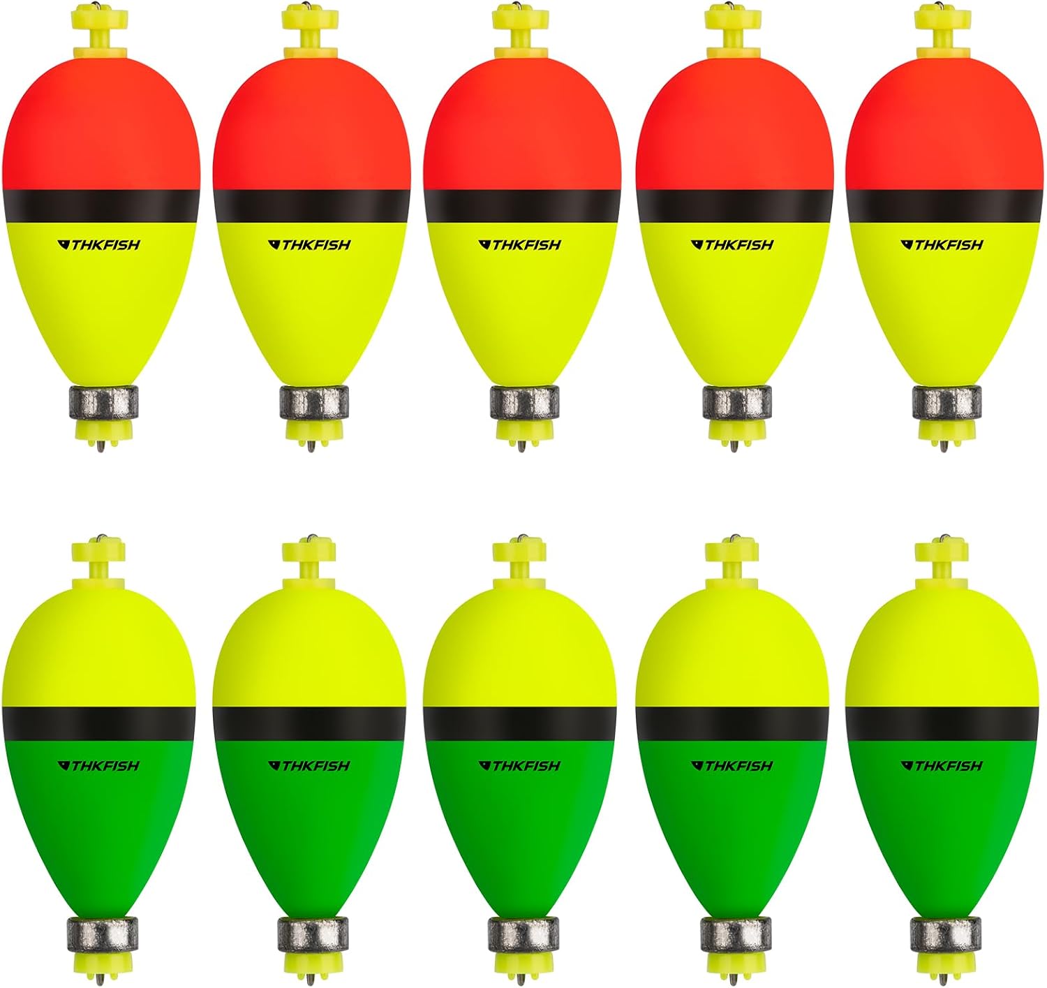 THKFISH Fishing Bobbers Floats,10 Packs Weighted Bobbers, Foam Oval Slip Bobbers for Fishing, Three Colours Crappie Bobbers, for Fishing Bluegill Crappie Panfish Bass Trout, 1in 1.5in 2in