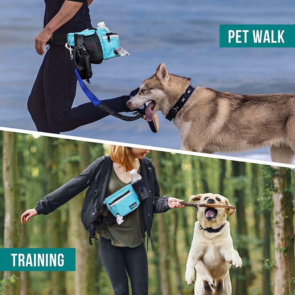 PetAmi Dog Fanny Pack, Treat Pouch for Dog Walking Training, Turquoise Blue