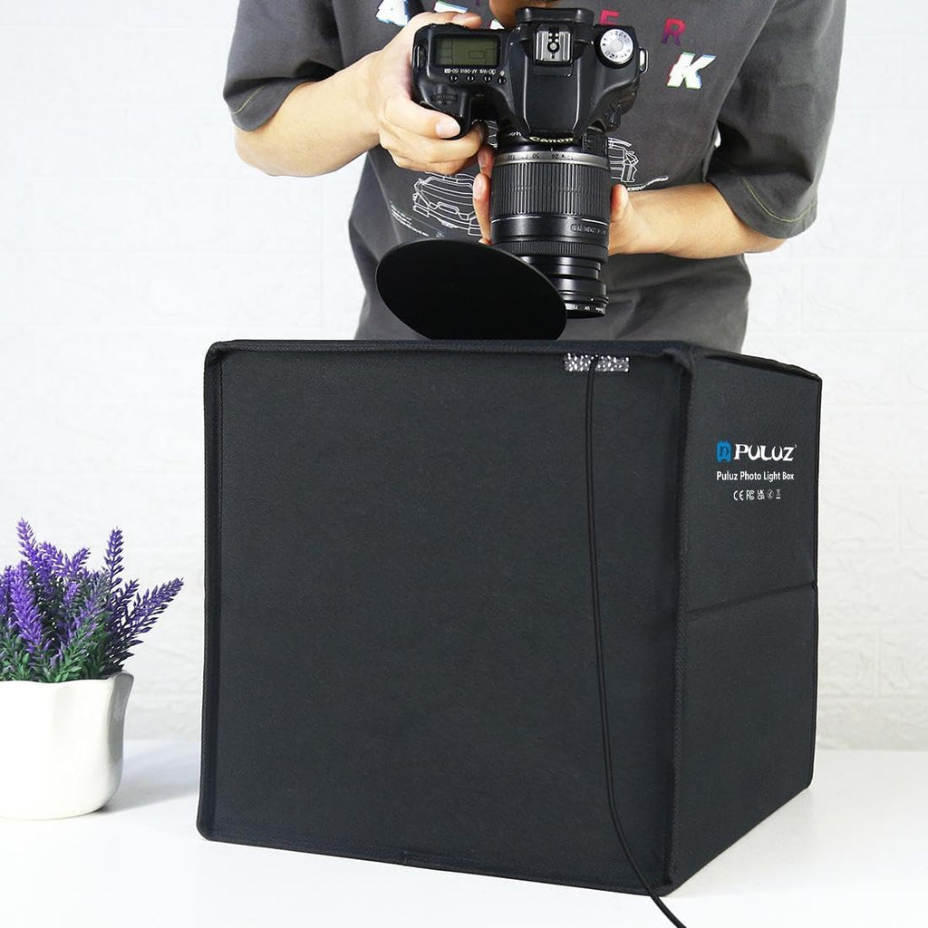 PULUZ Light Box Photography, 12"x12" Professional Dimmable Shooting Tent Kit with CRI >95 White Lighting 120 LEDs Lights + 6 Photo Backdrops for Product Display