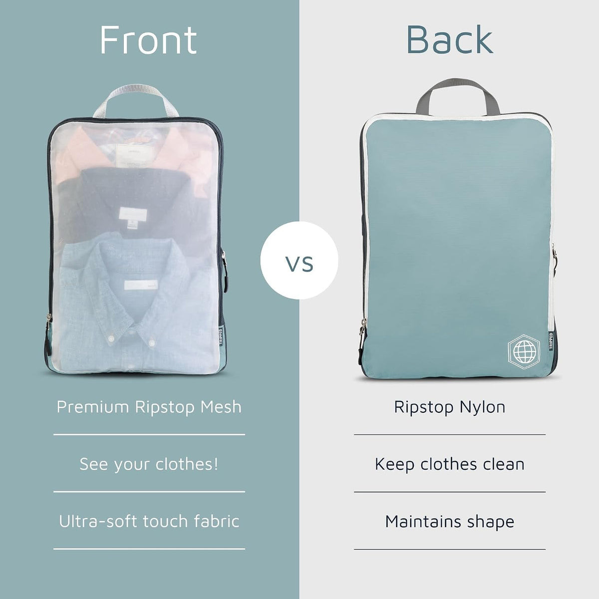 TRIPPED Travel Gear Large Compression Packing Cubes with Mesh 6-Piece Set