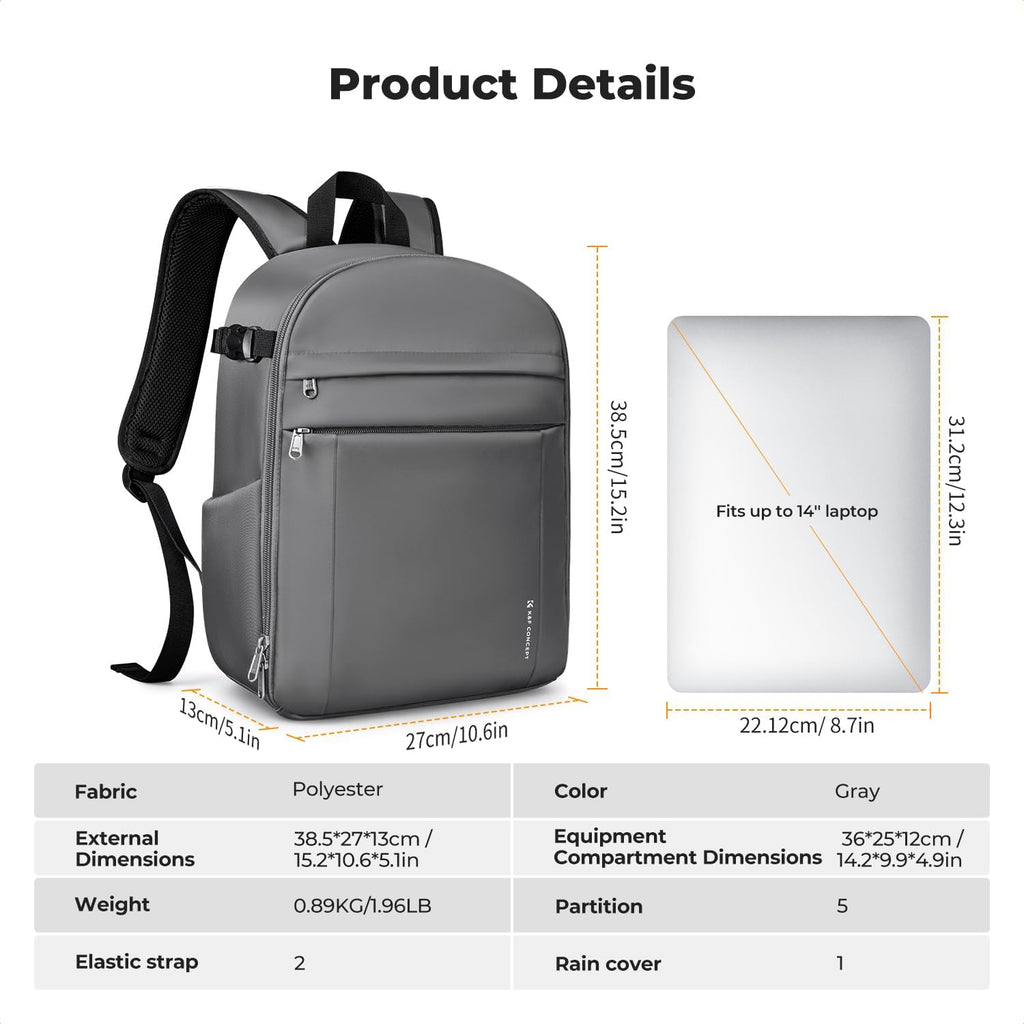 K&F CONCEPT Camera Backpack, DSLR/SLR/Mirrorless Photography Camera Bag