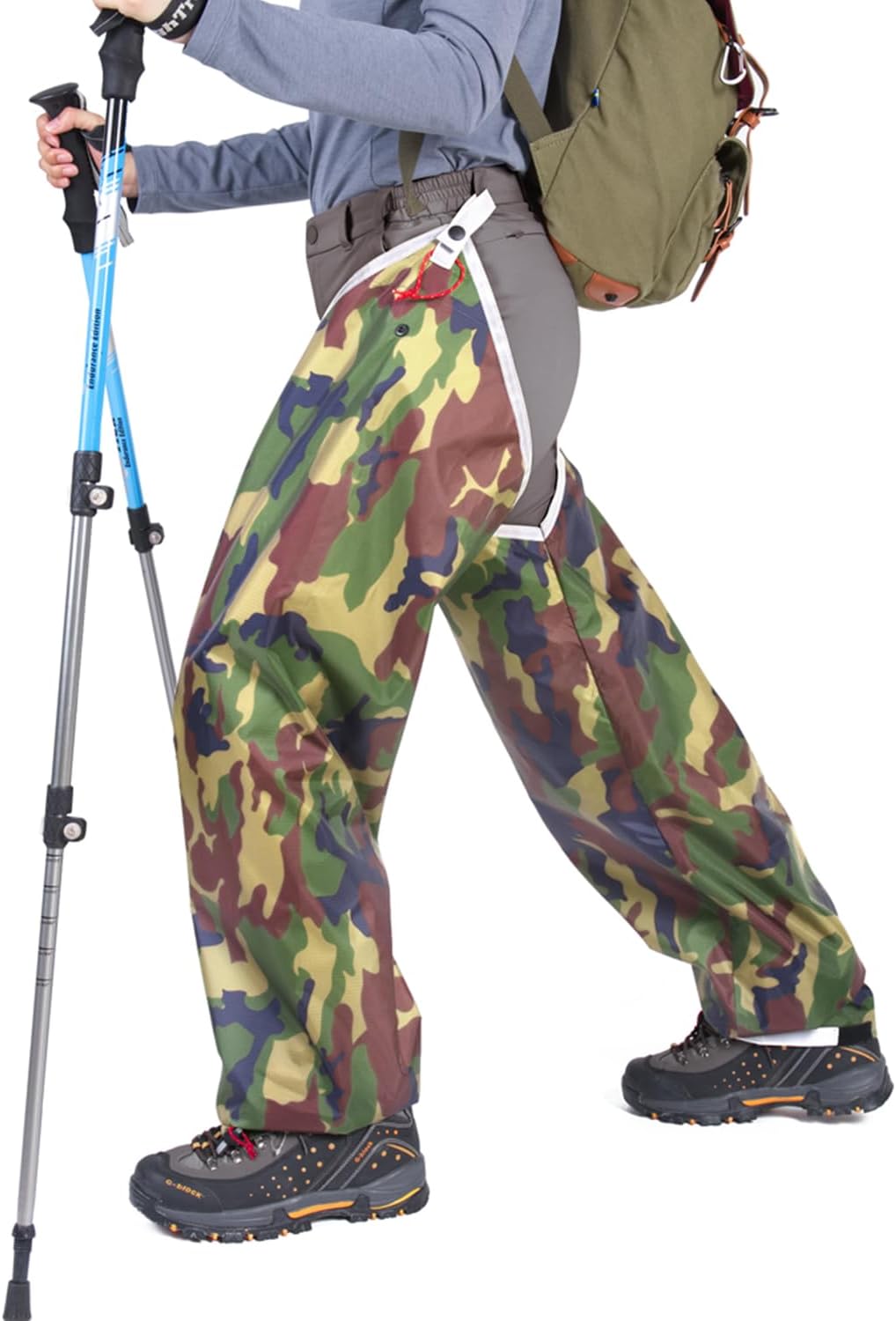 2000mm Waterproof Full Leg Gaiters, Protection for Ankle to Thigh Chaps,ltra-Lightweight Rain Pants