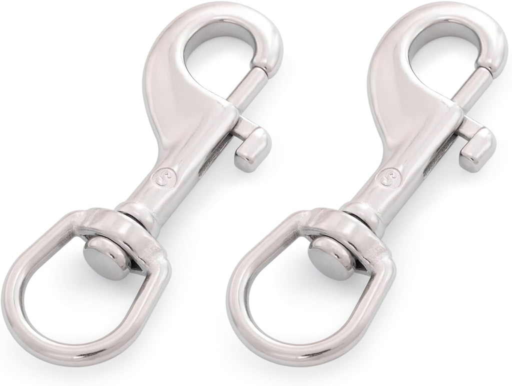 SHONAN 3.5 Inch Swivel Eye Snap Hook, 2 Pack Marine Grade Scuba Bolt Snap, Single Ended Stainless Steel Flag Clips Swivel Snaps for Scuba Diving, Flag Pole Rope, Dog Leash, Camera Strap