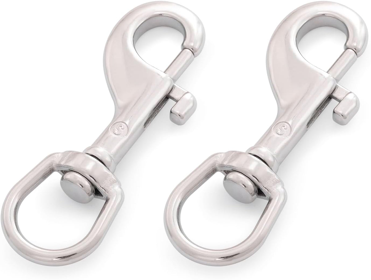 SHONAN 3.5 Inch Swivel Eye Snap Hook, 2 Pack Marine Grade Scuba Bolt Snap, Single Ended Stainless Steel Flag Clips Swivel Snaps for Scuba Diving, Flag Pole Rope, Dog Leash, Camera Strap