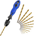Hand Vise Hand Drill Manual Adjustable Pin Vise 0.8~6.5mm with 13 Pcs Drill Bits HSS Twist Drill Bits Set(0.8mm-6.5mm) for Wood, Jewelry, Plastic, Beads Etc