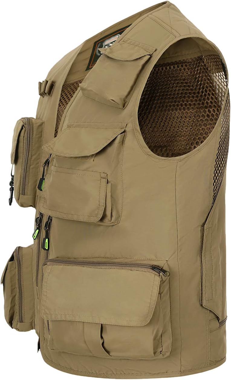 Hbufnha Outdoor Fishing Hunting Vest Multi Pockets Work Cargo Jacket