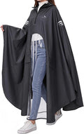 Rain Poncho Waterproof Full Body Long Hooded with Double-Face Visor Mask, Packable Raincoat for Cycling, Hiking