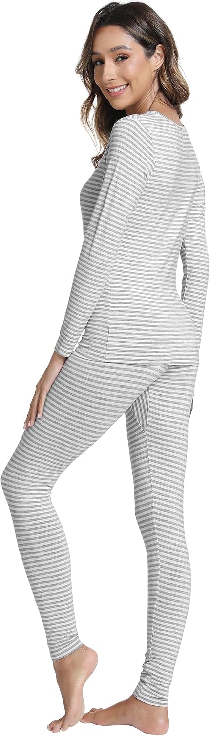 WiWi Soft Underwear for Women Thermal Long Johns Sets Super Warm Base Layer Top Pants Pajamas Set Viscose from Bamboo S-3X