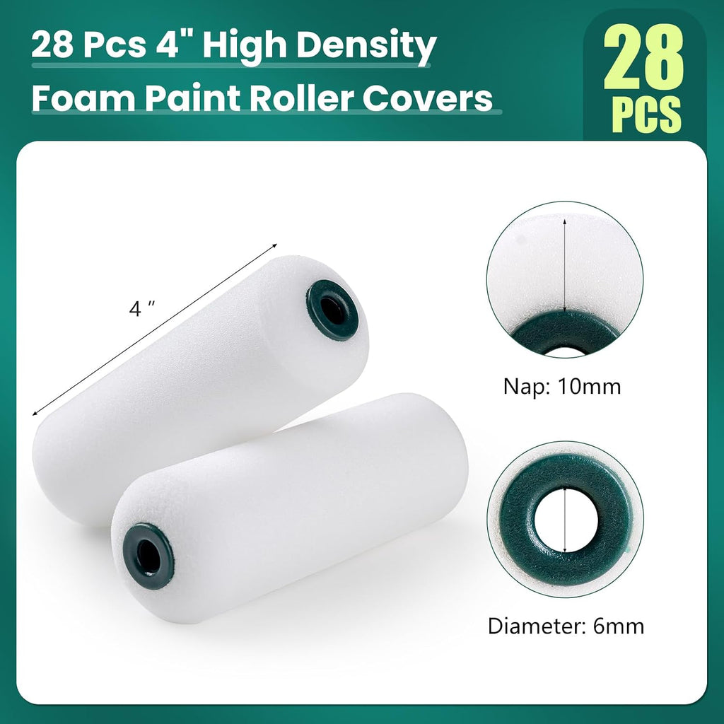 4 Inch Foam Paint Roller Covers 28 Pack