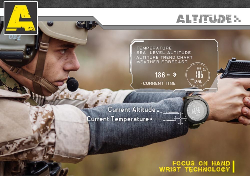 NORTH EDGE Military Watch for Men Large Face Tactical Survival Digital Wrist Watch with Altimeter, Compass, Barometer, Waterproof, Pedometer for Outdoor Sports & Hiking (Apache)