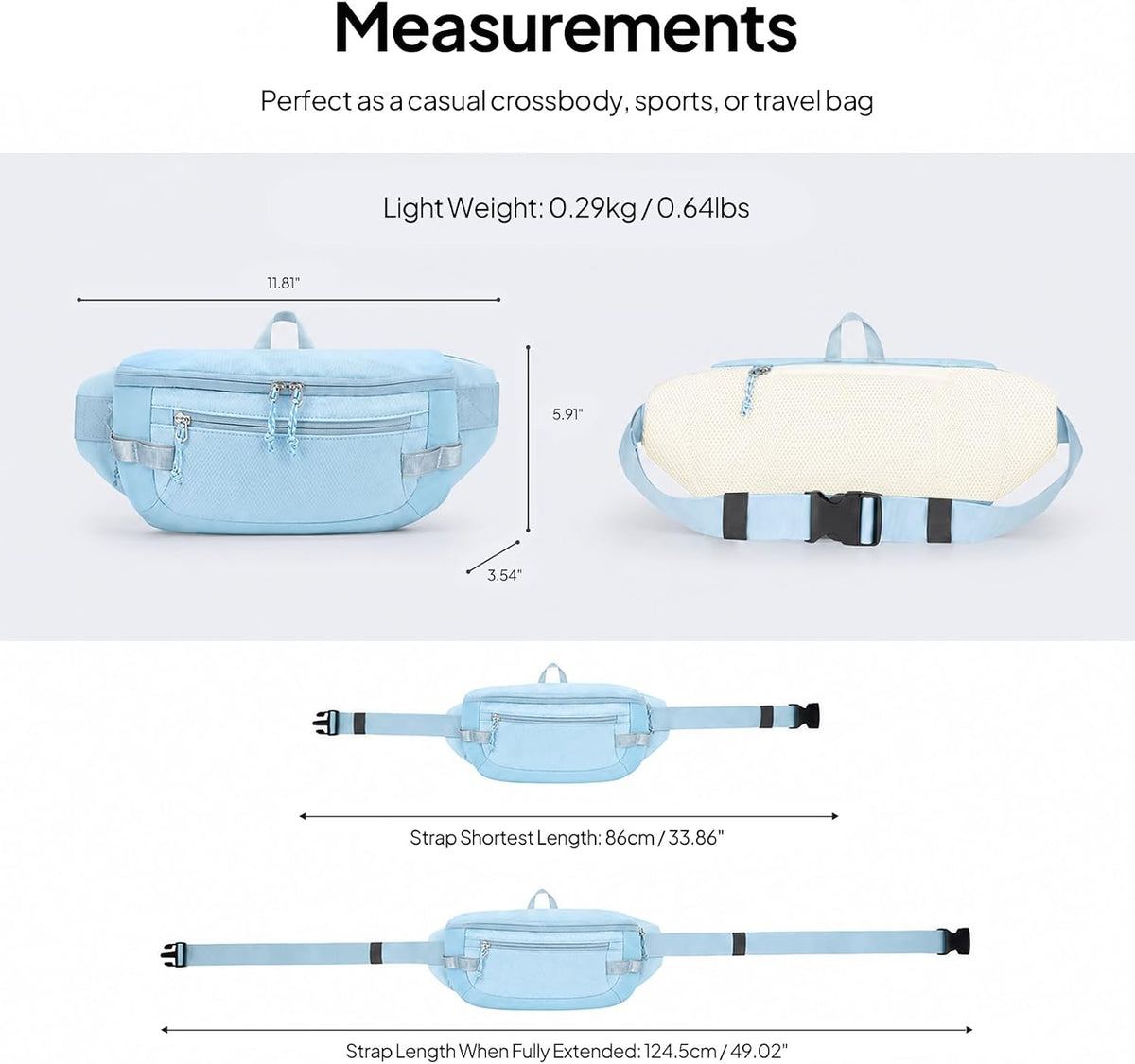 TOPEAST Fanny Pack 5L Large Capacity Waist Pack with Water Bottle Pocket
