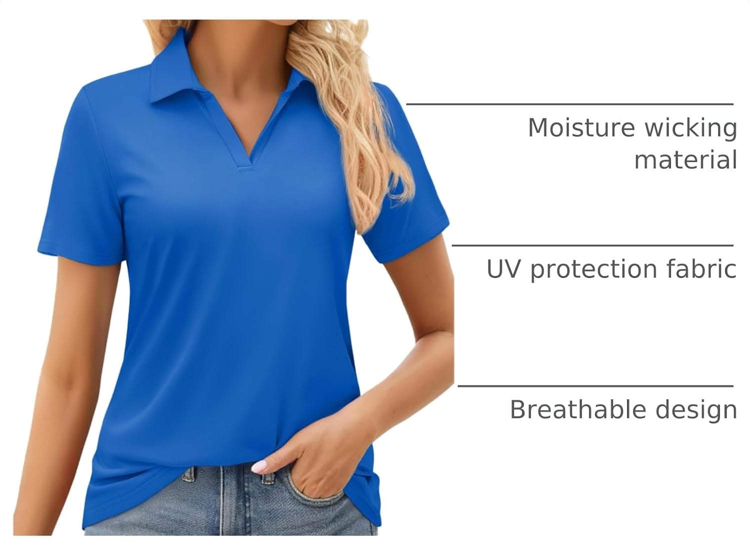 MAGCOMSEN Women's Golf Shirts Short Sleeve Polo Collared Shirt V Neck Quick Dry Sun Protection UPF 50+ Tennis Top