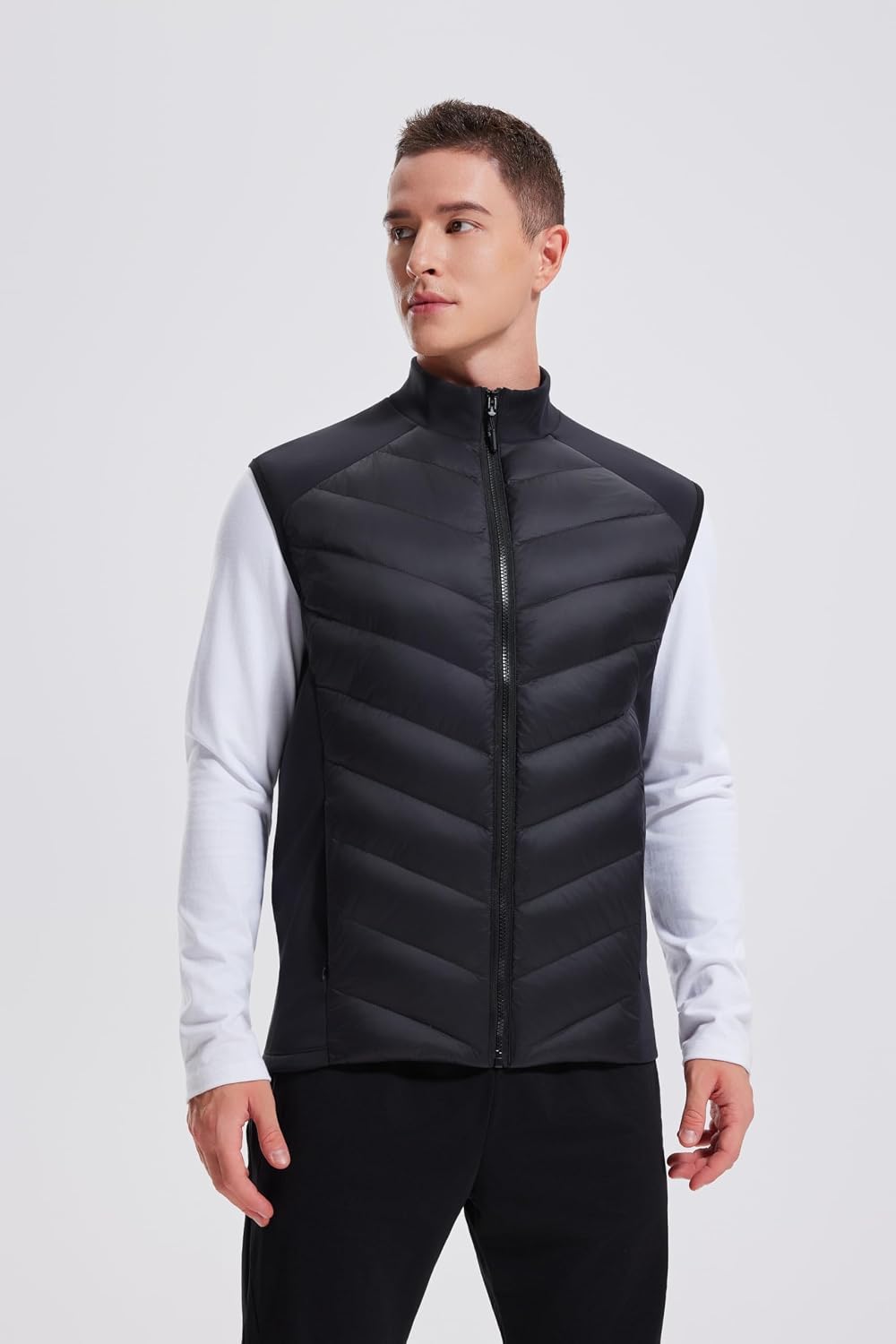 AFZ Men's Lightweight Puffer Vest 800FP Winter Down Vest Sleeveless Quilted Water Resistant Running Jacket with Pockets