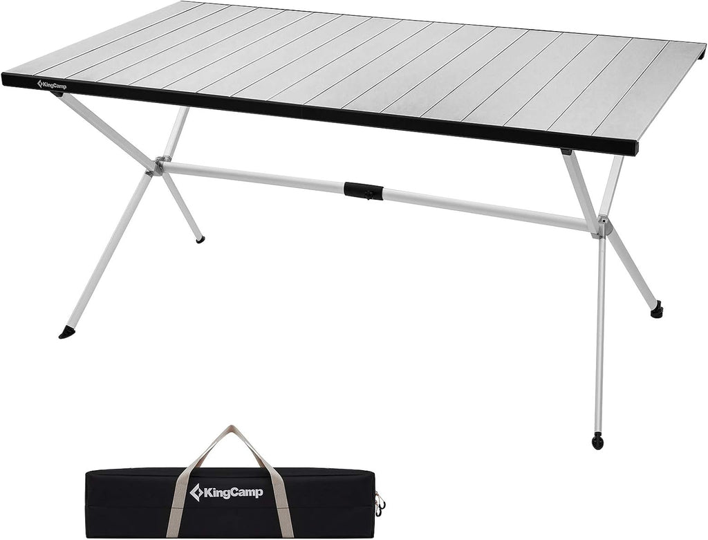 KingCamp 57.4" Oversized Folding Camping Table, Aluminum Roll Up Table