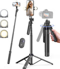 Yeaki 71" Phone Tripod,Tripod for iPhone with Fill Light and Rechargeable Remote,Aluminum Selfie Stick Phone Stand Compatible with Cell Phone/Camera/Ring Light/DJI/GoPro