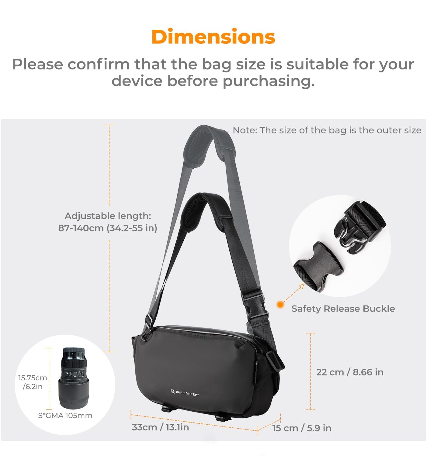 K&F CONCEPT Camera Sling Bag, Everyday Shoulder Crossbody Bag