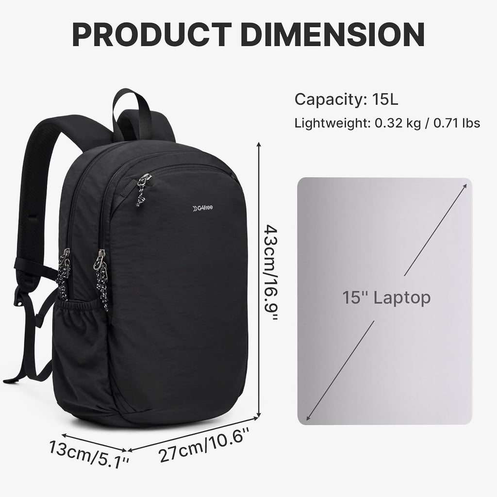 G4Free 15L Hiking Backpack Lightweight Small Daypack for Women Men