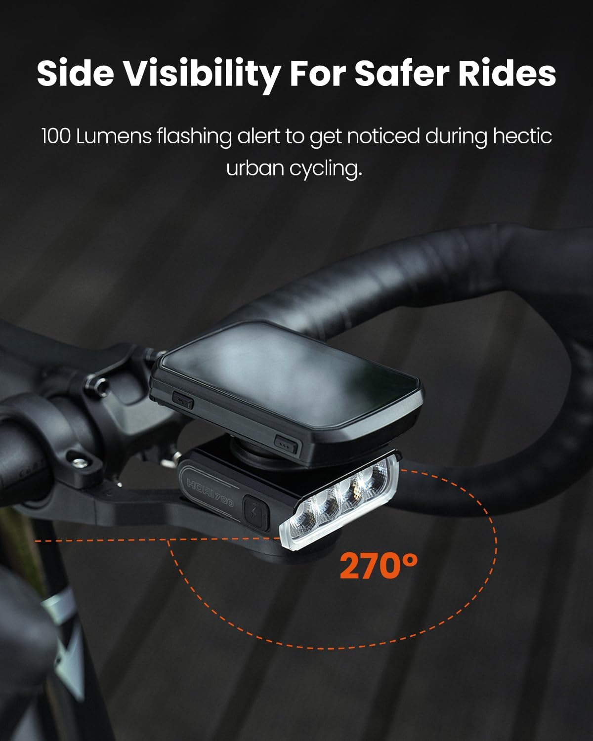 Magicshine Hori 700 Bike Light Compatible with Garmin, Slim 1.26in Design