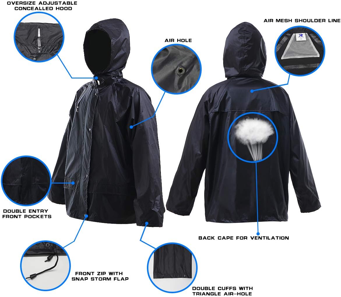 RainRider Rain Jacket Pants Suits for Men Women Waterproof Lightweight Rain Gear Workwear