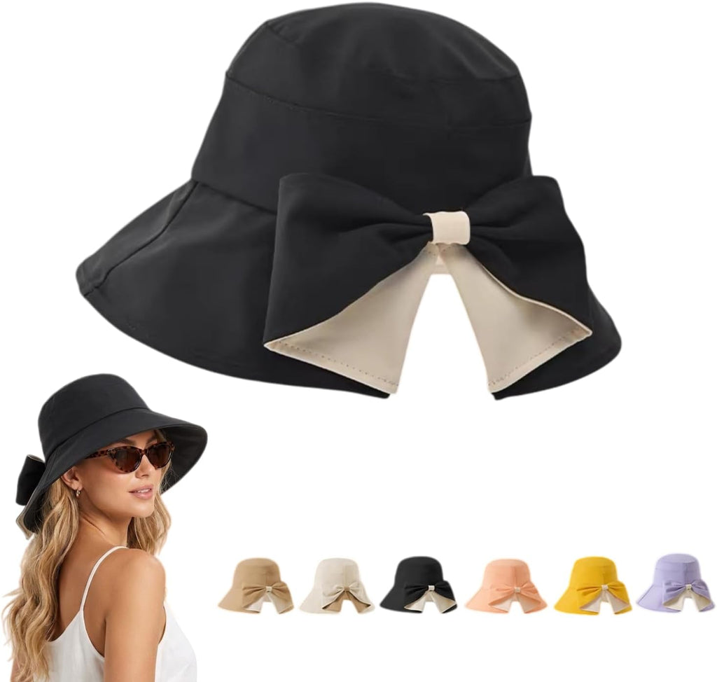 Women's Bowknot Wide Brim Sun Hat – Foldable, 360° Protection UV Protection Breathable Summer Travel Beach Hat