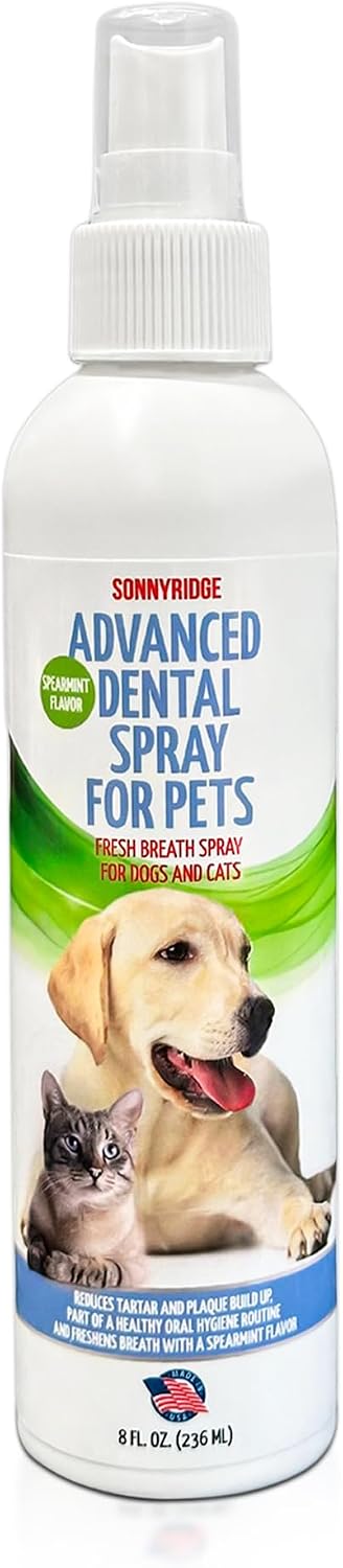 Dog Dental Spray Removes Tartar, Plaque and Freshens Breath Instantly. The Most Advanced Dental Spray for Healthy Teeth, Gums and Oral Health Care for Your Dog, Cat or Pet - 1-8 oz. Bottle
