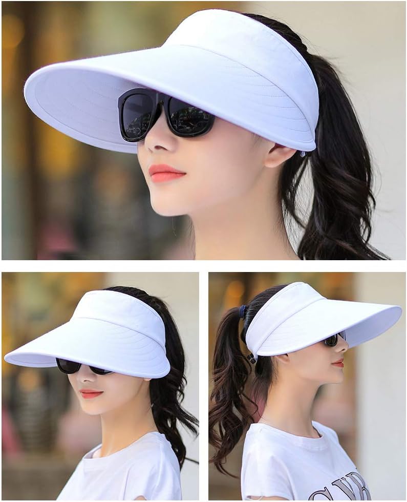 Sun Visor Hats Women Large Brim Summer UV Protection Beach Cap