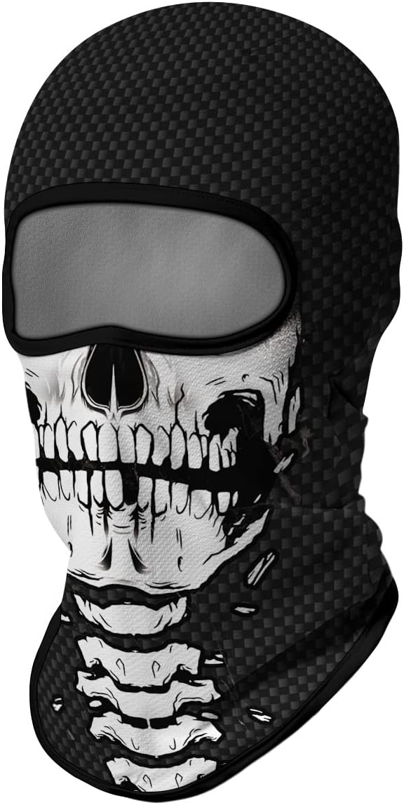 Red Plume 5PCS Ghosts Skull Print Balaclava Full Face Ski Mask UV Protection for Motorcycle Riding Outdoor Sports Men & Women