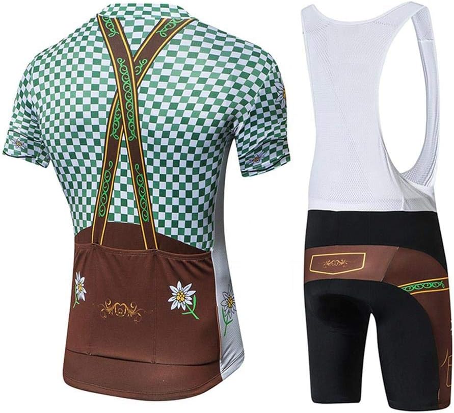 Men's Quick-Dry Cycling Jersey Set Road Bike Bicycle Shirt + Bib Shorts with 9D Gel Pad MTB Riding Clothing Kit