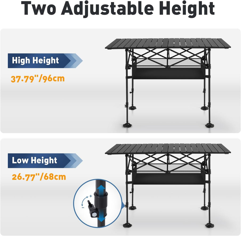ALPHA CAMP Folding Camping Table Outdoor Table for Camping Picnic BBQ Beach